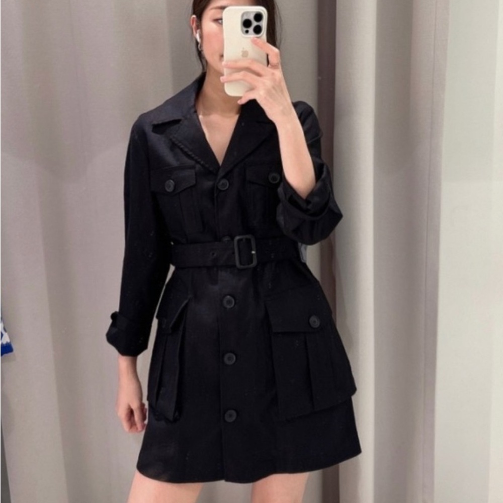 ZARA LINEN BLEND BELTED JACKET size XS NWOT